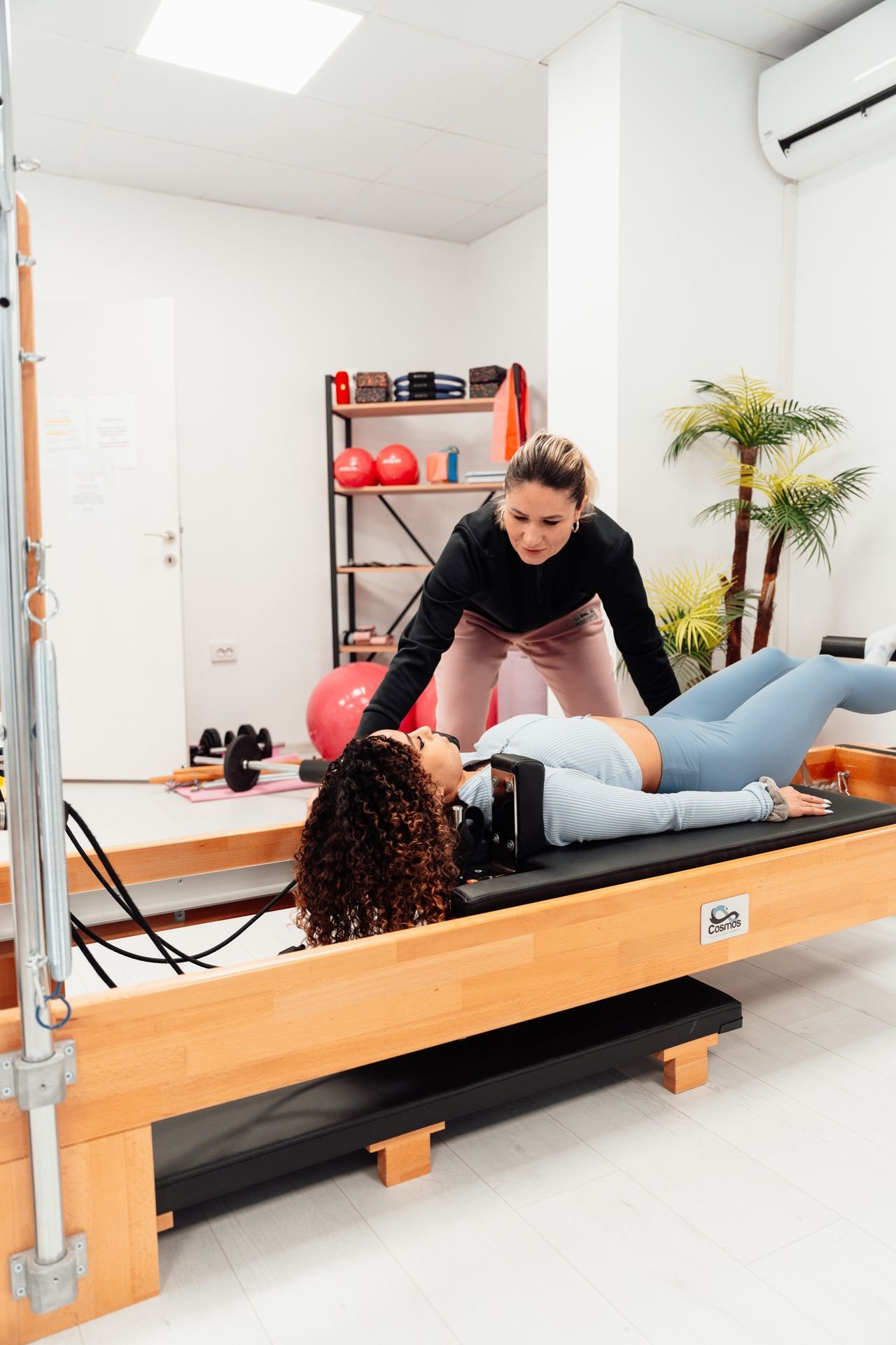 Women in a beginner pilates class